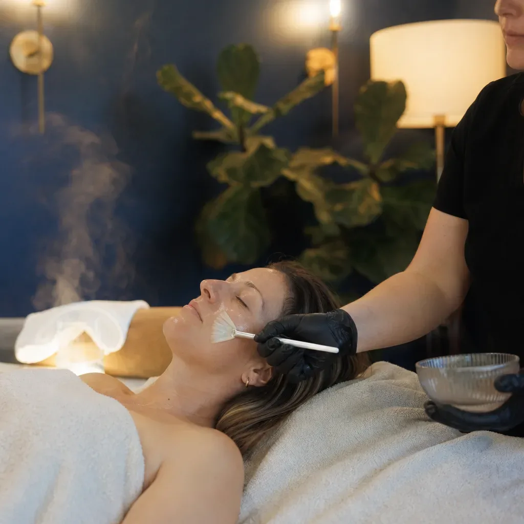 Aesthetician applying cleanser during a basic facial at Be Still in Southside, Jacksonville