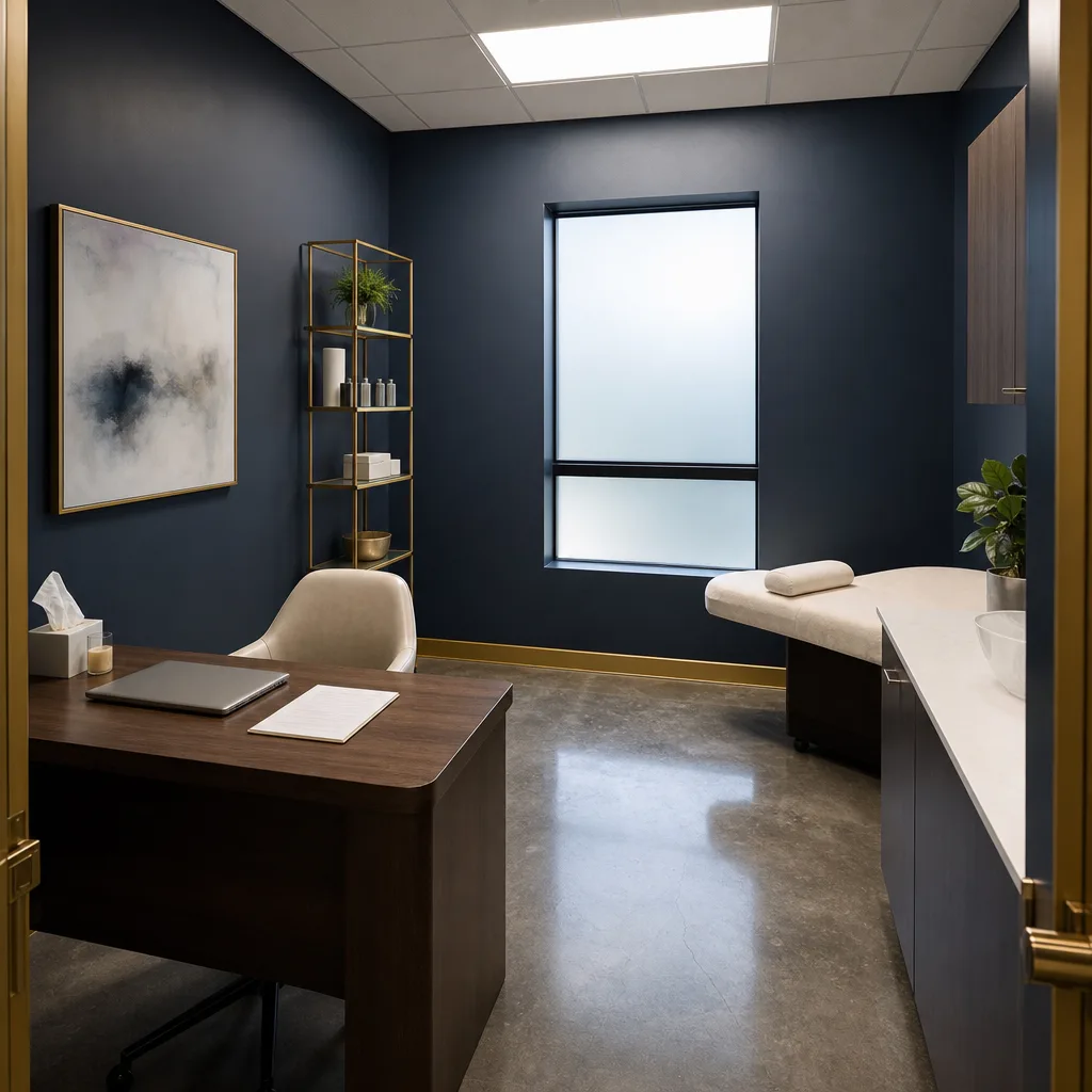 Empty medical spa consultation room before medical weight loss visit in Jacksonville
