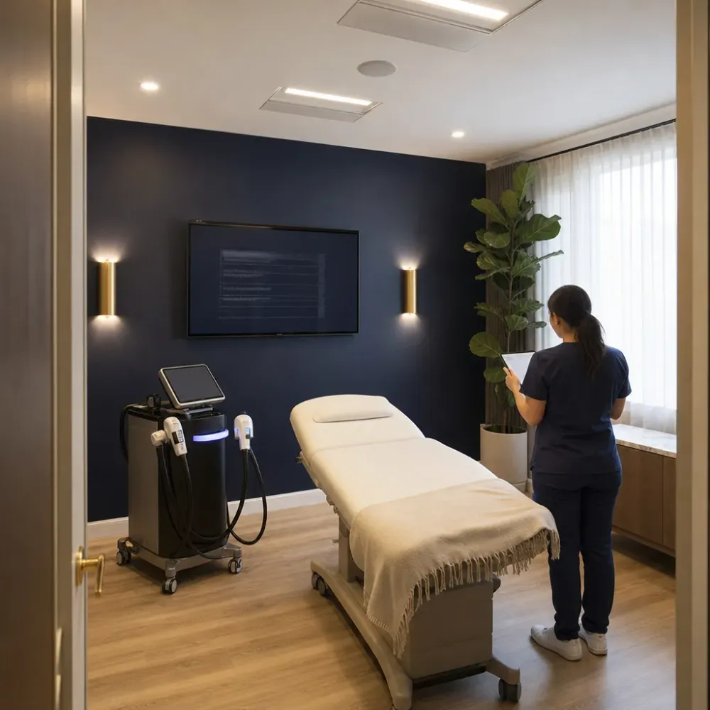 Laser hair removal treatment room with the DiolazeXL at Be Still in Southside, Jacksonville