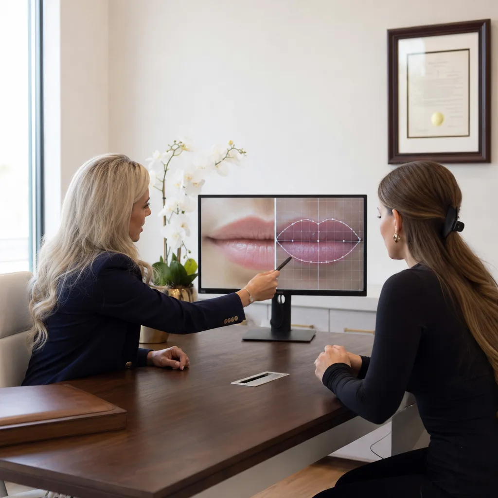 Licensed provider discussing lip filler options with a client in Southside, Jacksonville