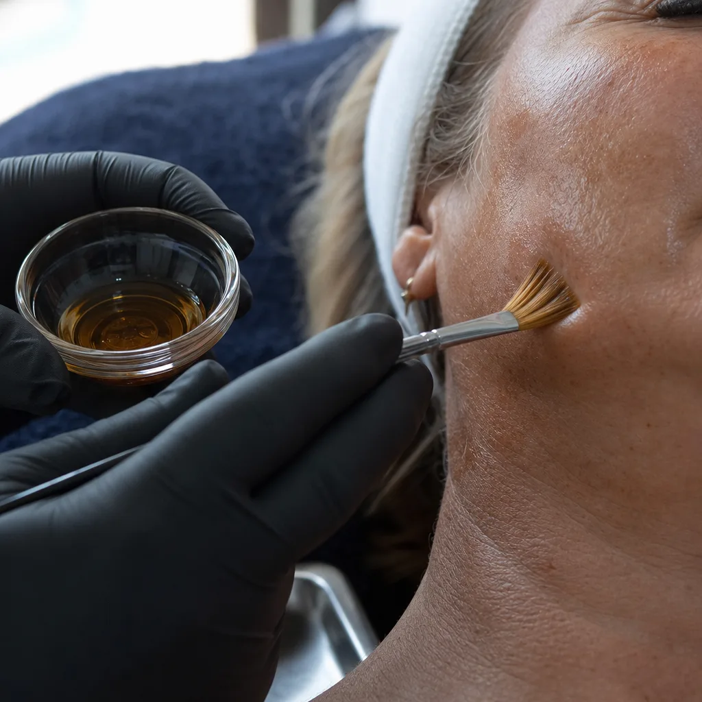 Close-up of TCA peel solution applied to skin in Southside, Jacksonville