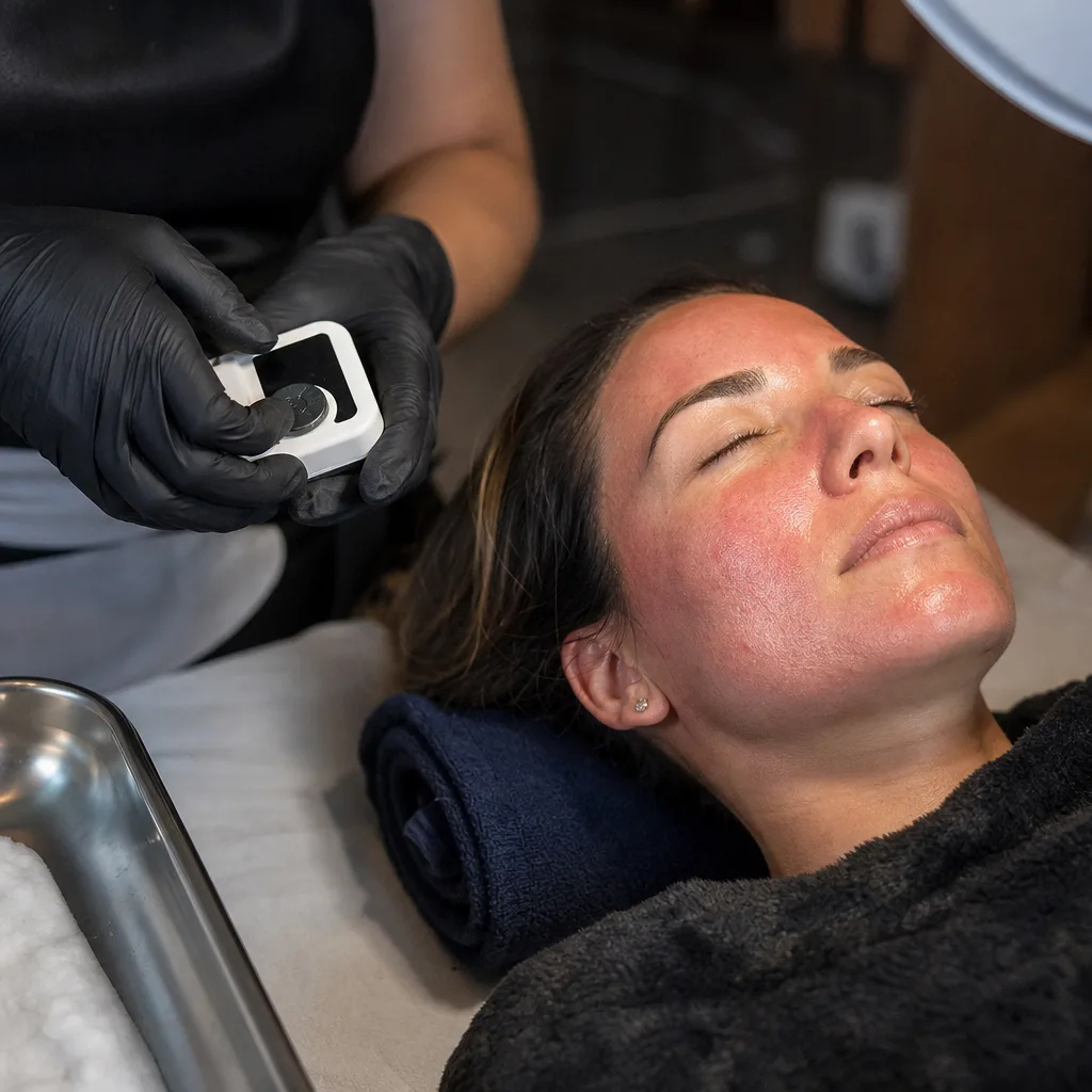 Provider timing a TCA peel application during treatment in Southside, Jacksonville