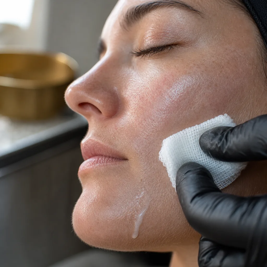 Close-up of skin frosting during The Perfect Derma Peel in Southside, Jacksonville