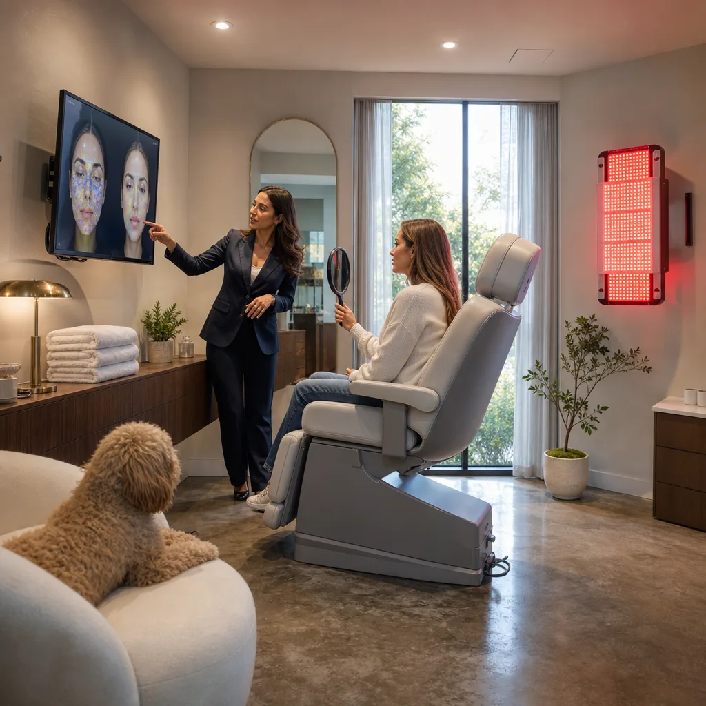 Provider showing before and after skin results to a client in Southside, Jacksonville
